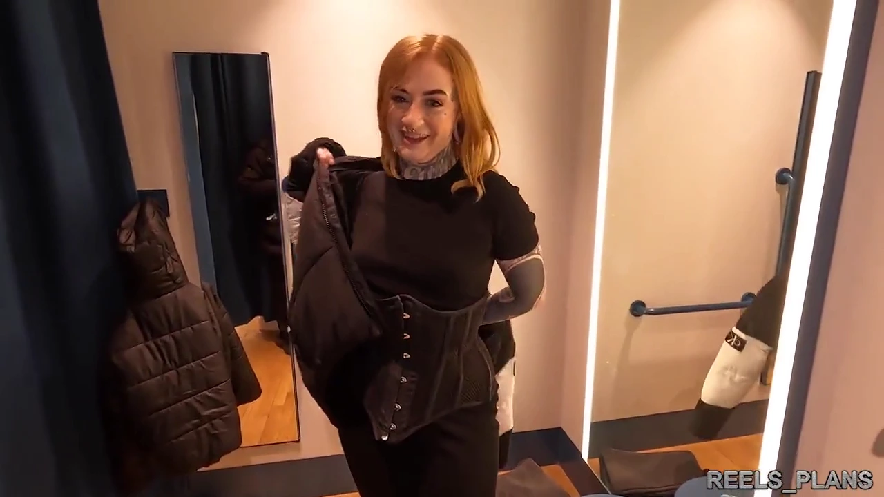 UK university student with large buttocks experiences anal penetration from two unknown individuals in fitting room porn video