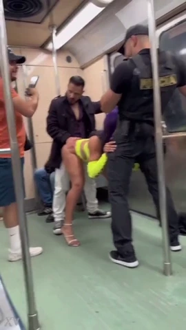 Luna Bella's explosive ejaculation on the subway porn video